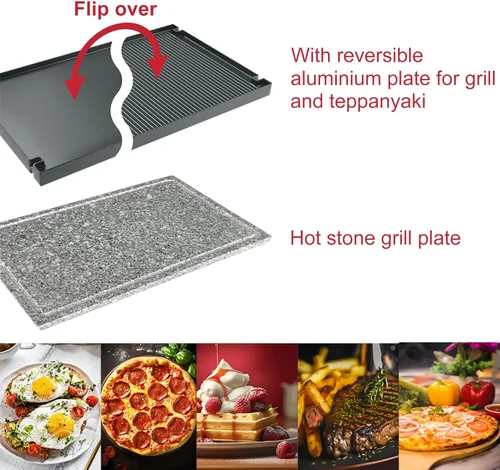 Miniatura 3 de TAMARIT Raclette - Parrilla eléctrica 3 en 1, portátil, barbacoa coreana interior con 8 paletas, apta para lavavajillas, parrilla antiadherente