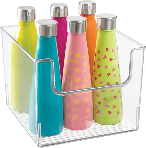 Miniatura 8 de mDesign Juego de 4 bandejas de almacenamiento de cocina abiertas para almacenamiento de alimentos de plástico, ideal para armarios de cocina o como