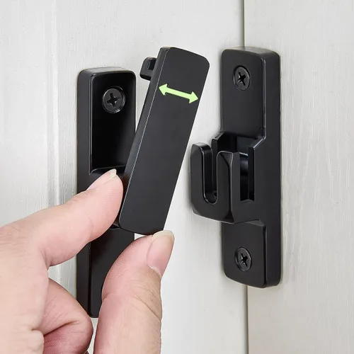 Miniatura 3 de Cerradura negra de puerta de granero de 90/180°, cierre abatible de aleación de zinc para pestillos de seguridad para puertas de granero, ventanas