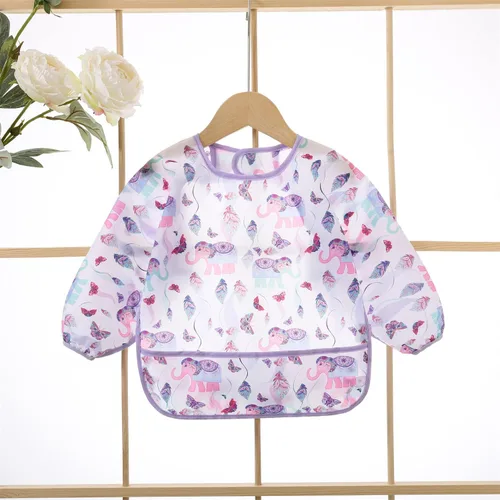 Miniatura 2 de Paquete de 3 baberos impermeables de manga larga para bebé, cobertura completa, delantal con bolsillo, de 6 a 30 meses