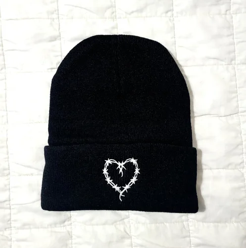 Miniatura 2 de Bichota Beanie, Alambre De Púas En Forma De Corazón Gorro De Punto - Negro, Negro