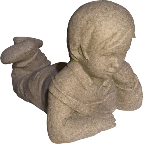 Miniatura 5 de Emsco Group 92246 Estatua de niño soñando despierto – Aspecto natural – Hecha de resina – Ligera – 40 cm de altura para jardín, BRONCE