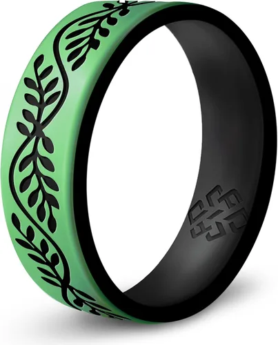 Miniatura 16 de Anillo de silicona Knot Theory en Filigrana, Floral, Corazones o Laurel - Banda de boda de silicona grabada de doble capa, para actividades