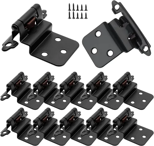 Miniatura 11 de Bisagras para puertas de gabinete de cocina de 3/8 pulgadas, paquete de 4 pares de bisagras de gabinete semiocultas negras, bisagras de puerta