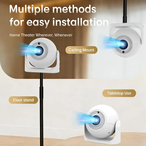 Miniatura 2 de Mini proyector de enfoque automático con aplicaciones integradas, proyector portátil con WiFi y Bluetooth, proyector de techo Keystone automático