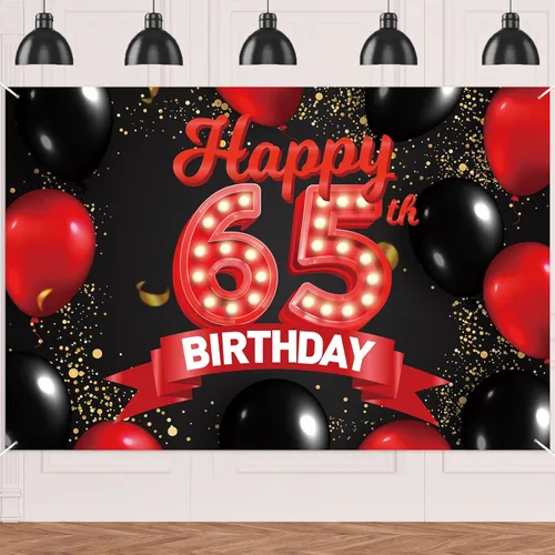 Miniatura 85 de Cartel de feliz cumpleaños 15 color rojo y negro, decoración temática de globos para niñas y mujeres, princesas de 15 años, fiesta de cumpleaños