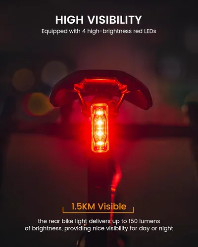 Miniatura 3 de RAVEMEN TR150/TR250 Bike Tail Light, 280° Visible Bike Rear Light with Brake Detection and Auto On Off Feature, 3 Mounting Options