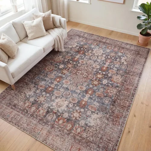 Miniatura 95 de Kuden Alfombra pequeña de 2 x 3, lavable a máquina, parte trasera antideslizante, estilo vintage, suave, pelo bajo, alfombras de área para entrada