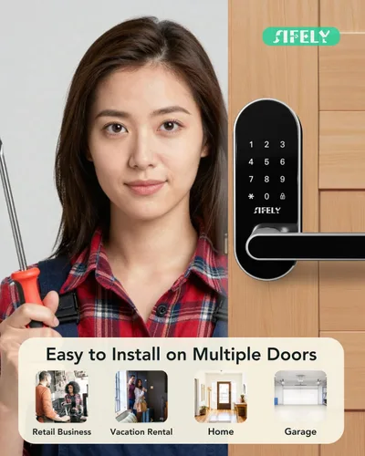 Miniatura 3 de Cerradura de Puerta Inteligente con Teclado de Entrada Sin Llave con Manija y Perilla – Cerrojo Digital para Puertas Frontales, Dormitorio, Oficina