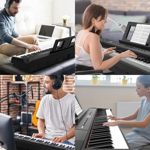 Miniatura 5 de Piano digital, piano de martillo con peso de 88 teclas, piano de teclado eléctrico portátil para principiantes/adultos con pedal de sostenimiento