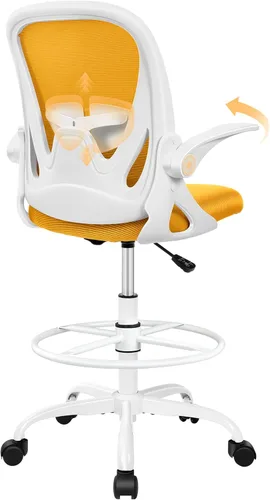 Primy Silla de Dibujo Silla Alta de Oficina con Reposabrazos Abatibles Silla Ejecutiva Ergonómica de Computadora para Escritorio de Pie con Soporte