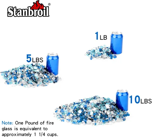 Miniatura 3 de Stanbroil - Vidrio de fuego mezclado de 10 libras – Vidrio de fuego templado reflectante de 1/2 pulgada mezclado en azul aguamarina, platino, azul
