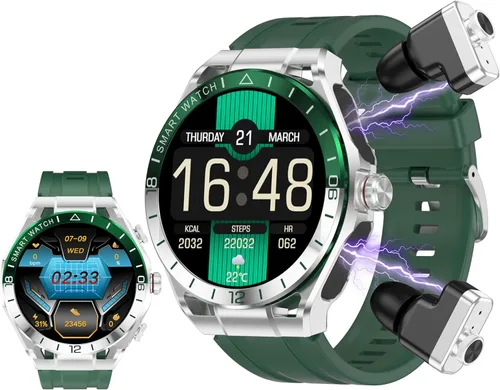 Miniatura 11 de Reloj inteligente con auriculares, llamadas Bluetooth puede responder y hacer llamadas, rastreador de fitness deportivo con paso, material metálico