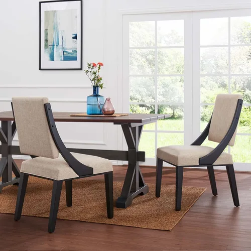 Miniatura 2 de Modway Cambridge - Juego de 2 sillas laterales de comedor tapizadas de tela color beige