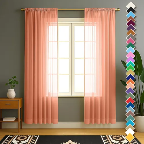 Miniatura 49 de YHSF Cortinas traslúcidas – Juego de 2 paneles para decoración del hogar – Elegantes cortinas de gasa sólida con bolsillo para barra