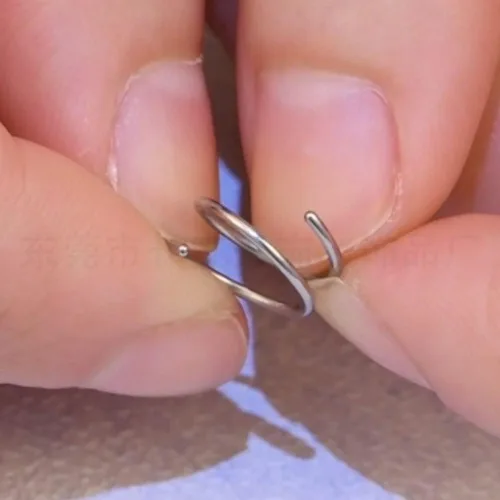 Miniatura 3 de Piercing de aro doble para nariz, labio, piercing para cartílago nasal, piercing individual de doble espiral, aretes de nariz unisex, Acero