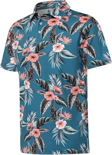 ELETOP Polo de golf para hombre, manga corta, absorbe la humedad, polos tropicales hawaianos, camisas de golf de rendimiento para hombre, ajuste seco