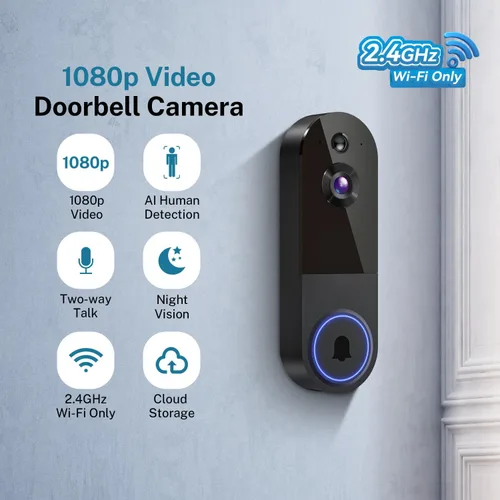 Miniatura 3 de ClipBlur Cámara de timbre de video inalámbrico de 1080p, visión nocturna, funciona con batería, detección de movimiento AI, audio bidireccional