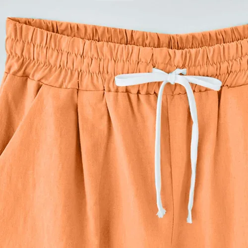 Miniatura 16 de Pantalones cortos sólidos con control de barriga, casuales, con cordón, cómodos, para mujer, pantalones cortos ligeros de verano para correr 2023