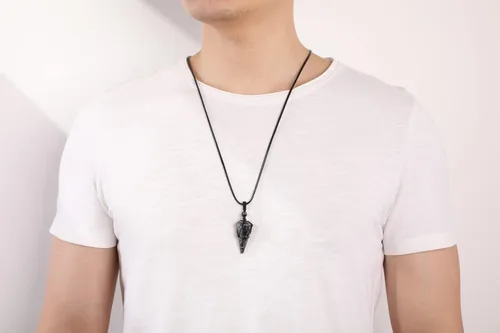 Miniatura 4 de XIANNVXI - Collar con piedra puntiaguda de cristal curativo, cuerda negra ajustable, collar con dije de piedra preciosa natural, joyería