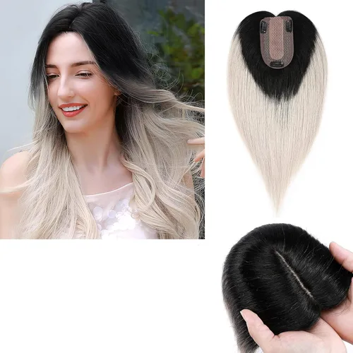 Miniatura 37 de Benehair Peluca de cabello con clip con flequillo, peluca secreta de cabello 100% humano, postizo superior con flecos, peluca de repuesto