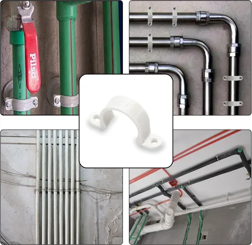Miniatura 3 de 100 abrazaderas de tubo de plástico, correa de tubo de 2 orificios para debajo de tubos de PVC de 3/4 pulgadas, soportes en U de montaje de conducto