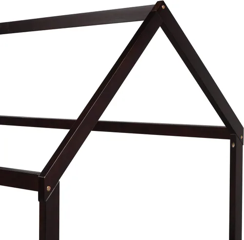 Miniatura 9 de Marco de cama para niños, marco de cama en forma de casa, cama de madera de tamaño individual con valla para niños, adolescentes, niñas, niños