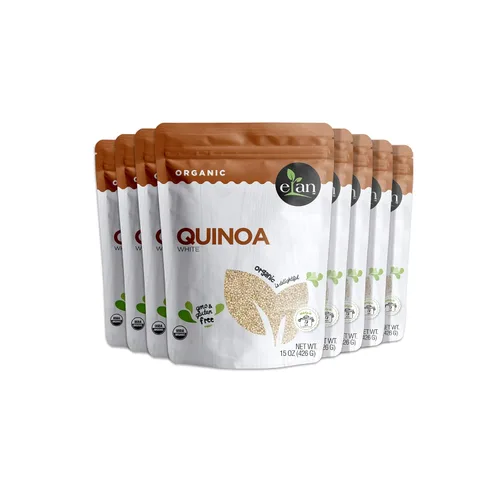 ELAN Quinoa blanca orgánica, paquete de 8, 120 onzas, sin OMG, vegana, sin gluten