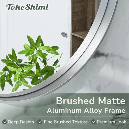 Miniatura 119 de TokeShimi - Espejo para pared de baño, espejo de tocador con marco de metal de aleación de aluminio mate cepillado e inoxidable, decoración rústica