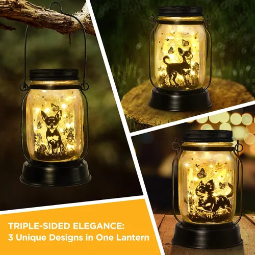 Miniatura 2 de Farol solar de Chihuahua, regalo para mujeres, hombres, mamá, cumpleaños, amantes de perro Chihuahua, luz conmemorativa pérdida de mascotas