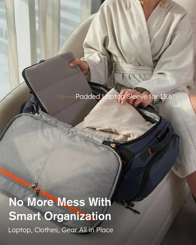 Miniatura 8 de Tolaccea Bolsa de gimnasio para hombres y mujeres, mochila de 40 litros para viajes y deportes con compartimento para zapatos, bolsillo húmedo