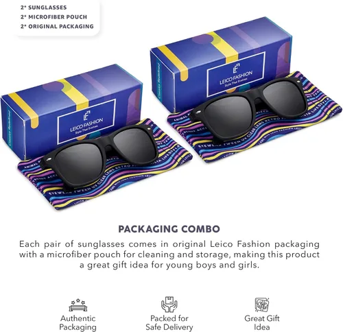 Miniatura 5 de LEICO FASHION Gafas de sol polarizadas retro para niños y niñas de 3 a 12 años inastillables con protección UV para niños pequeños