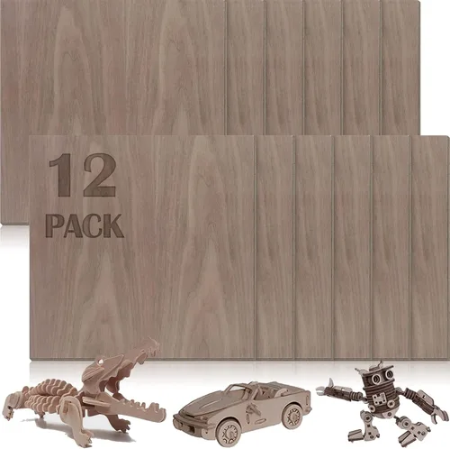 Miniatura 30 de 48 piezas de madera contrachapada de abedul báltico, 12 x 12 x 1/8 pulgadas, 0.118 pulgadas de grosor, madera sin terminar para manualidades, corte