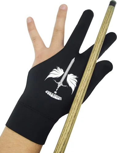 Miniatura 4 de ANIMSWORD Juego de 2 guantes de billar transpirables y cómodos que se adaptan a la mano izquierda para guantes deportivos Snooker Cue. Negro