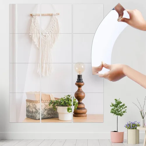 Miniatura 8 de JUNEBRUSHS Paquete de 4 Espejos Acrílicos Autoadhesivos, Azulejos de Espejo de 12X 12 Pulgadas, Láminas de Espejos de Plástico Flexibles Adhesivas a