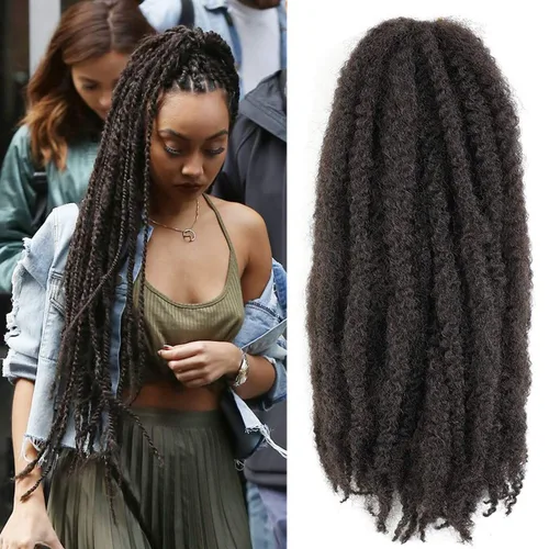Miniatura 13 de 1 paquete de 18 pulgadas Marley trenzado de cabello trenzado Marley Twist Braids Hair Long Afro Kinky Marley para Butterfly Locs Crochet Hair (1B#)