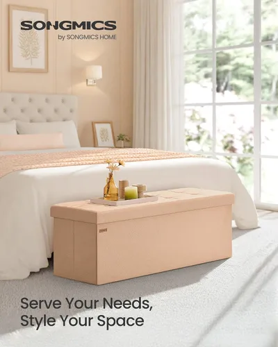 Miniatura 3 de SONGMICS Colección Mazie - Banco Otomano con Almacenamiento, Reposapiés Plegable de 43 Pulgadas, Banco para Extremo de Cama, Fácil Montaje
