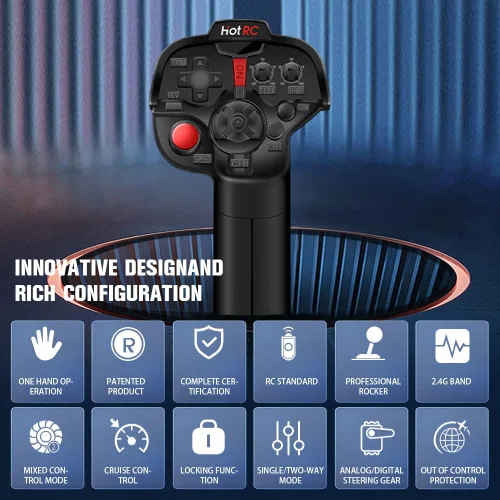 Miniatura 4 de HOTRC DS-4A 2.4G 4 Canales Transmisor de Radio RC de Mano Única con Receptor 4CH para Automóvil, Barco, Avión de Drones RC (Con 1 RX)