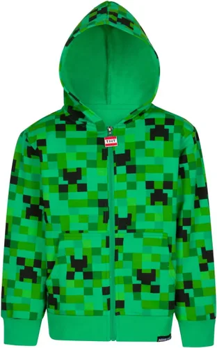 Minecraft Sudadera con capucha para niño Green Creeper Sudadera con capucha con cremallera para niños y adolescentes de 4 a 18 años