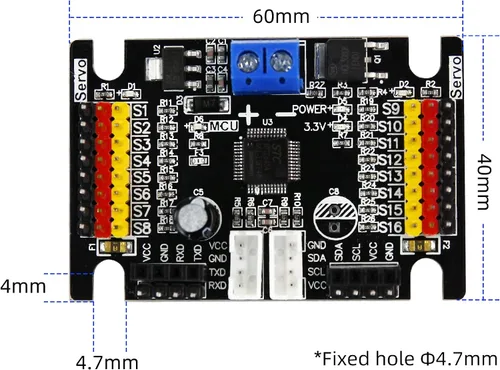 Miniatura 8 de Yahboom Controlador de servomotores RC de 16 canales, herramienta de centrado de controlador con protección contra sobrecorriente, 2 modos de Servo