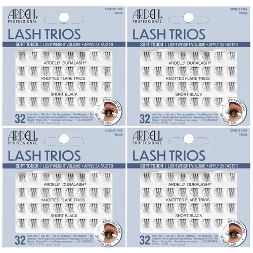 Ardell Soft Touch Trios - Pestañas postizas individuales, racimos de pestañas, extensiones de pestañas ligeras y reutilizables, color negro, paquete