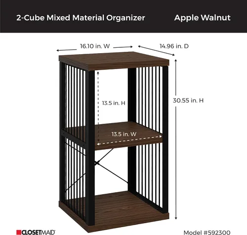 Miniatura 3 de ClosetMaid Estantería organizadora de almacenamiento de 2 cubos, estante de almacenamiento, marco de metal, estantes de madera, fácil montaje