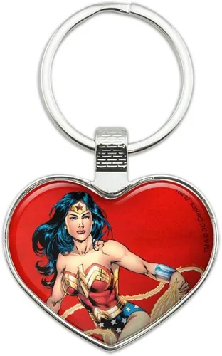 GRAPHICS & MORE Llavero de personaje de la mujer maravilla corazón amor metal llavero, Multi