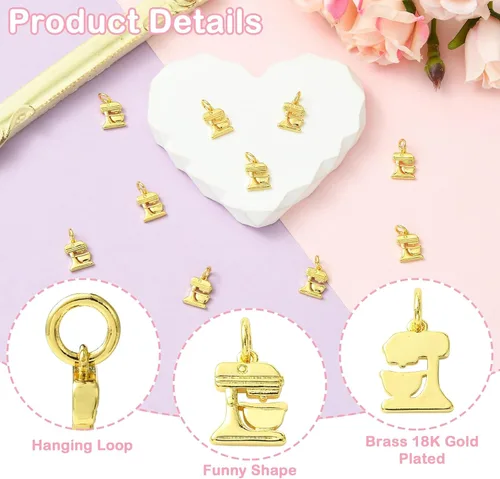 Miniatura 4 de Stiesy Dijes de latón dorado para hacer joyas, colgantes a granel para collares, pulseras, aretes, manualidades, Vidrio, Sin piedra preciosa
