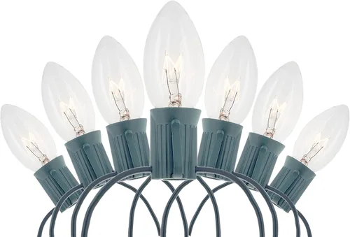 Miniatura 8 de Creative Hobbies Cadena de luces de Navidad multicolor de 25 pies con bombillas incandescentes C7 - Luces clásicas de decoración navideña
