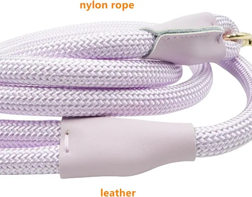 Miniatura 4 de Correa de perro de cuerda de nailon de 5 pies con soporte para bolsa de excrementos, correa de perro resistente a presión, correa de cuerda de mango