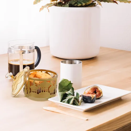 Miniatura 7 de EXCEART Bandeja de aperitivos de Oriente Medio con cubierta para golosinas Eid Nuts Frutos secos Fiesta Plato de té Celebraciones en el hogar