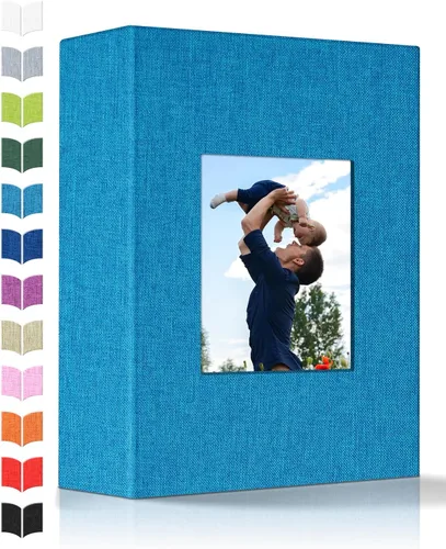 Miniatura 54 de Álbum de fotos Artfeel 4x6 con 300 bolsillos, álbumes de fotos deslizables, libro de memorias con cubierta de lino y ventana frontal, libro de fotos
