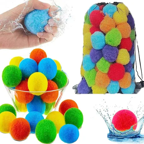 Reusable Water Balls, Soft PP Cotton Material, Water Toys for Kids and Adults Boys and Girls,Water Toys for Beach Pool Summer Fun Party 60pcs