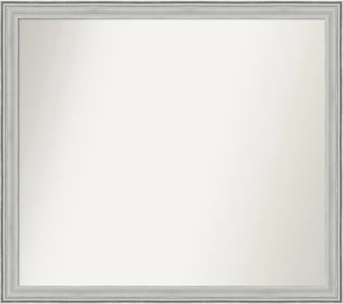 Miniatura 80 de Amanti Art Espejo de baño plateado para sobre fregadero, 25 x 25 pulgadas, espejo de tocador cuadrado estrecho de níquel cepillado, marco de madera